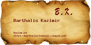 Barthalis Kazimir névjegykártya